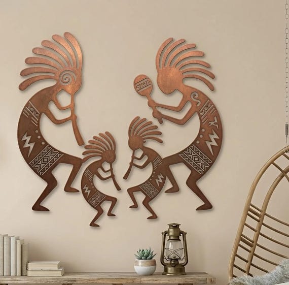 Kokopelli Metal Wall Art, Native Style Musician Decor, Tribal Wall