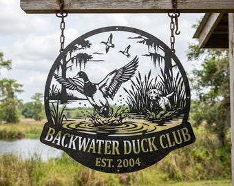Personalized Duck Hunting Metal Sign, Custom Duck Club Sign, Waterfowl Hunter Decor, Hunting Lodge Wall Art, Gift for Duck Hunter Dad