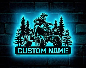 Personalized ATV Metal Sign | Custom Quad Bike Name Sign | Off Road Garage Wall Decor