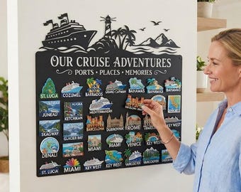 Cruise Magnet Display Board, Cruise Ship Souvenir Magnet Holder, Travel Memory Wall Decor, Cruise Vacation Keepsake, Gift for Cruisers