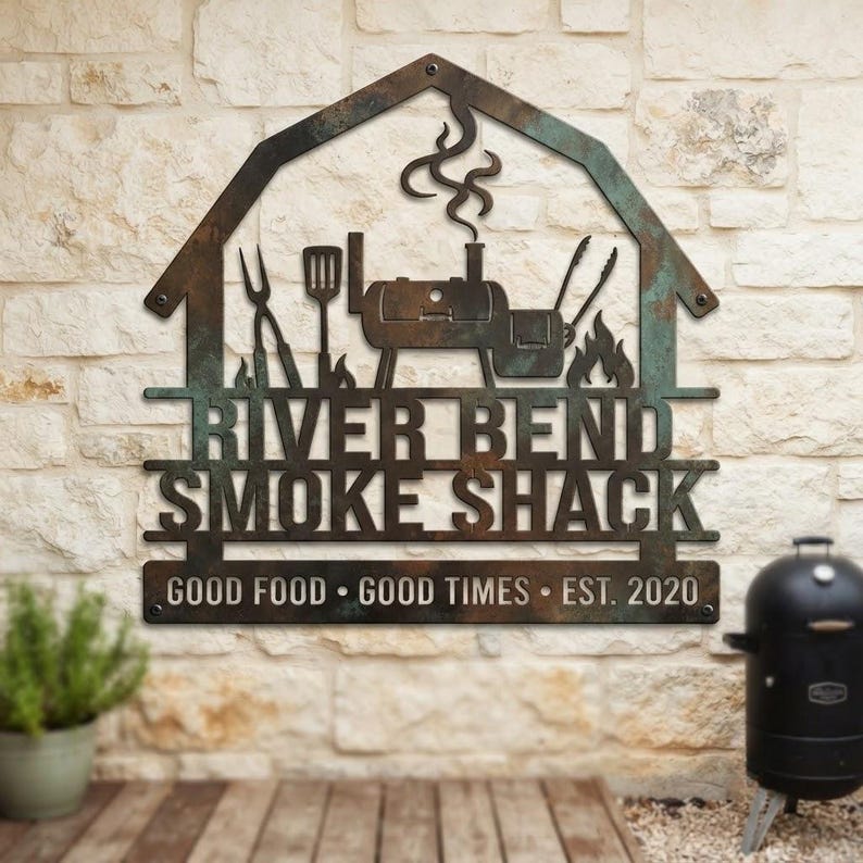 Personalized BBQ Metal Sign, Custom Smoke Shack Sign, Grill Master Wall ...