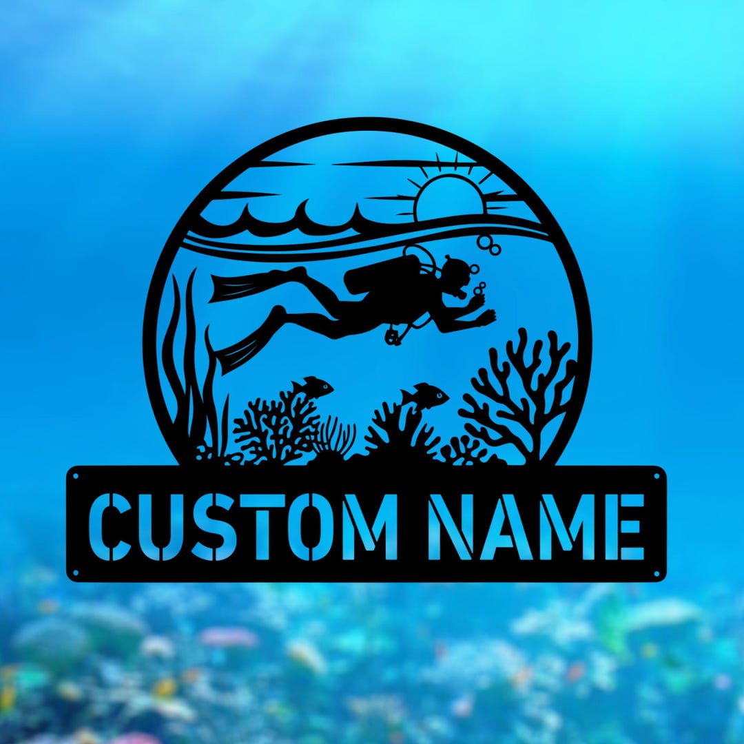 Personalized Scuba Diving LED Metal Sign, Custom Ocean Diver Wall Art ...