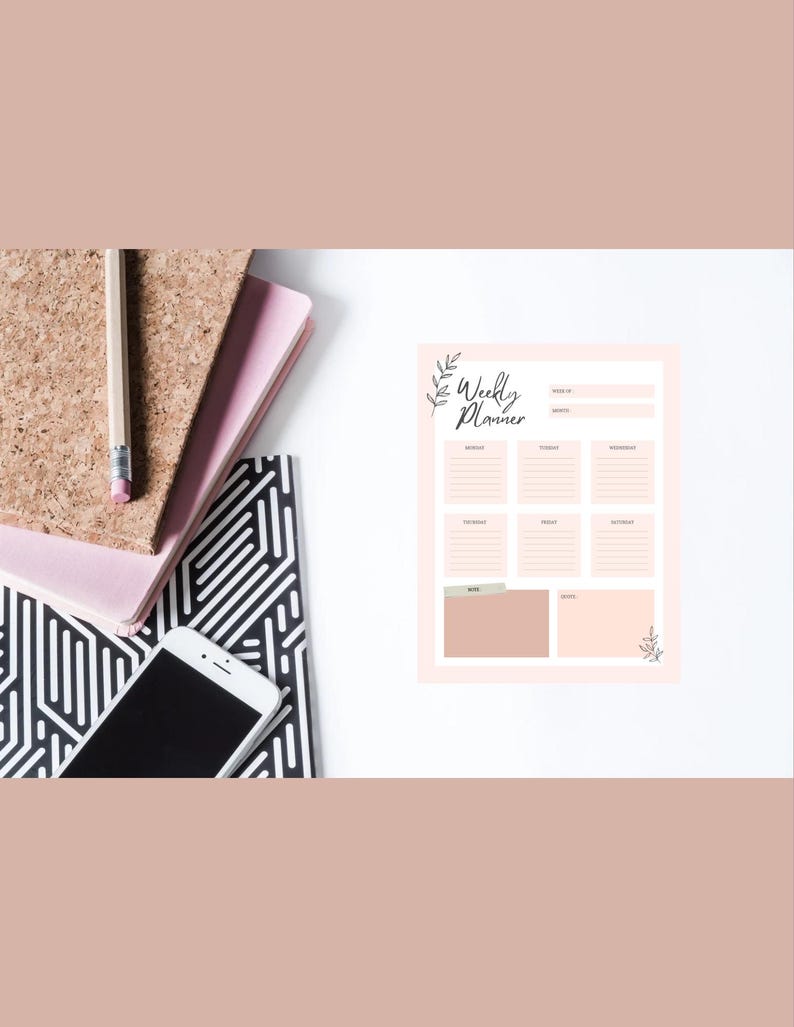Pink Weekly Planner Printable | Editable Digital Template - Etsy