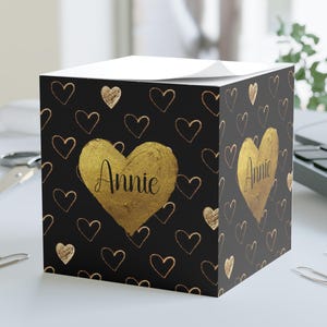 Guldhjärta Anpassad Namnlappskub, Personlig Poster Skrivbordstillbehör