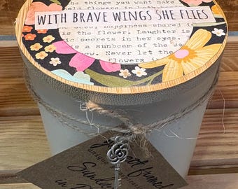100% Soy Wax 12 Oz Candle With Brave Wings She Flies Sundays in Rio Scent