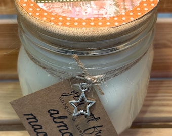 100% Soy Wax 12 Oz Mason Jar Candle Pray More Worry Less Almond Macaron Scent