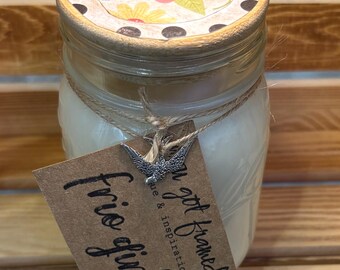 100% Soy Wax 12 Oz Mason Jar Candle Grateful Frio Girls Scent