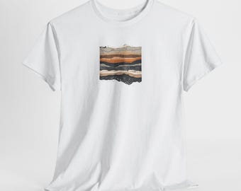 Geological Layers T-Shirt, Minimalist Geology Top, Tectonic Textures Unisex, Natural Sciences T-shirt