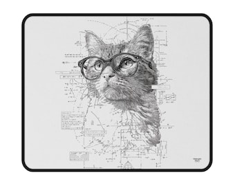 Science Cat Non-Slip Mouse Pad | Cute Scientist Cat Illustration