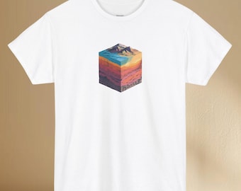 GeoCube Earth T-Shirt | Geology Cube Art | Mountain Cross Section Tee | Earth Science Shirt | Geologist Gift
