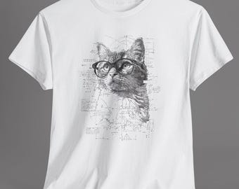 T-shirt Science Cat, T-shirt wiskunde kat, shirt geeky Cat, shirt STEM Kitty, grappig katten T-shirt, cadeau wetenschapsliefhebber