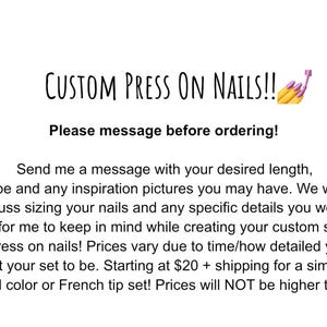 Custom press on nails! Please message me before ordering. SWIPE for pics of my work!