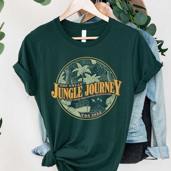 The Great Jungle Journey Shirt, Christian Summer Bible Camp T-shirt, Vacation Bible School, VBS 2024 Religious School Tee