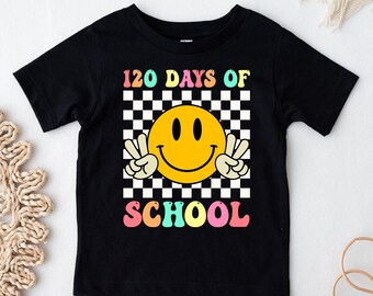 120 Tage der Schule Shirt, Smiley T-Shirt, Lehrer Leben T-Shirt, Groovy 120