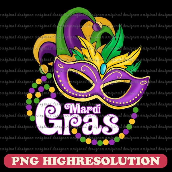 Feliz Carnaval de Mardi Gras PNG, Máscara de Cuentas Plumas PNG, NOLA Mardi Gras Party Parade Descarga Digital, Fleur De Lis Mardi Gras Sublimación