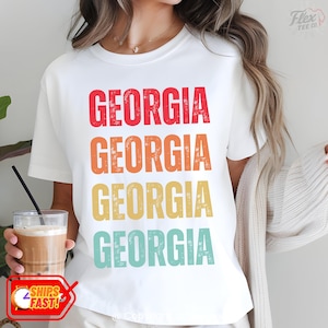 Georgia Graphic T-Shirt,Vintage Style Tee, Soft Unisex Fit,Multiple Colors and Sizes,Great Gift for Friends, Travel Lovers and Everyday Wear