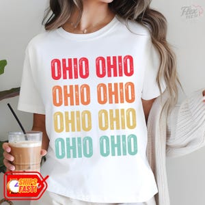 Retro Ohio T-Shirt ,Vintage State Name Tee,Casual Summer Wear, Multiple Colors and Sizes,Great Gift for Friends, Souvenir, Everyday Comfort