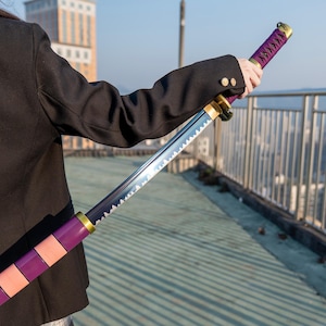 Zoro's Nidai Kitetsu Sword: One Piece Anime Cosplay, 1045 Carbon Steel