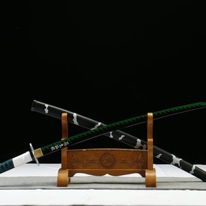Handmade Demon Slayer Katana - Sanemi Shinazugawa Cosplay Sword with Sheath, Anime Nichirin Blade, Real Full Tang, Gift for Men