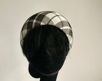 Dutch design black, white and silver checked halo hat