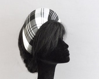 Black and white tartan halo hat