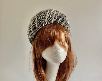 Multi natural coloured bouclé fabric halo hat