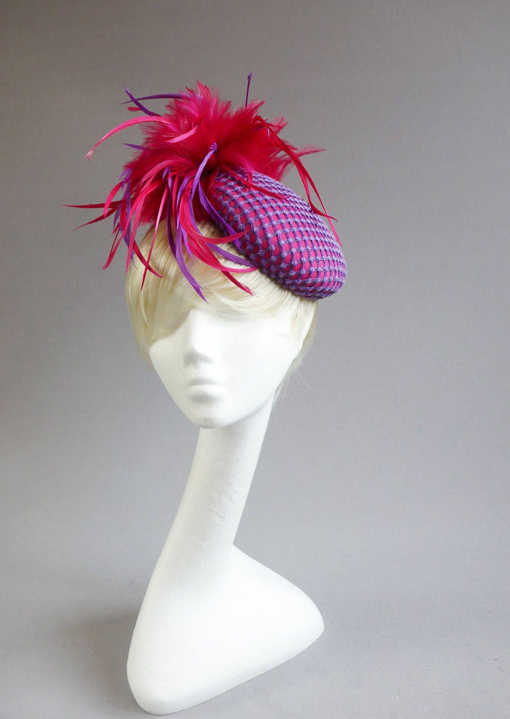 Bright hat dutch design magenta base covered with purple lace | Etsy