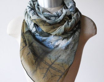 moss green scarf, silk chiffon scarf, woodland scarves