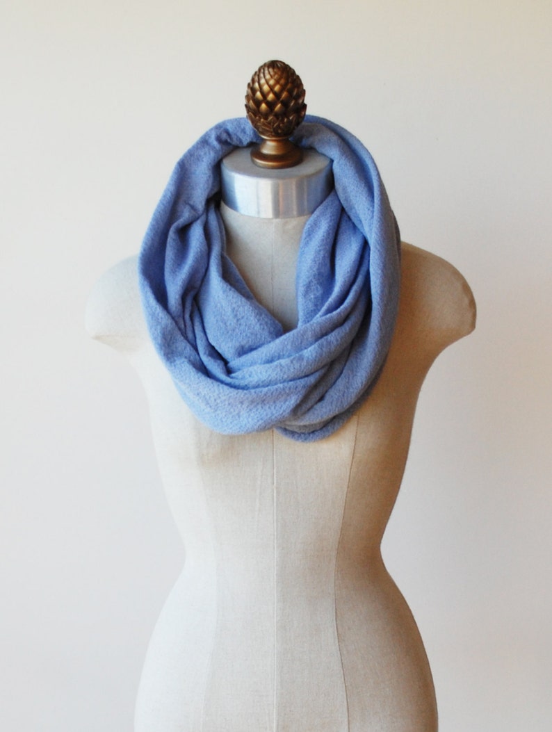Infinity scarf, circle scarf, hoodie cowl, cozy cowl, hand dyed natural wool crepe image 5