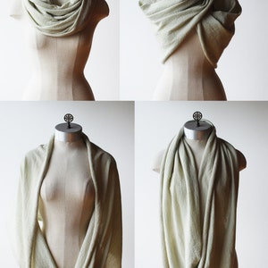 Infinity scarf, circle scarf, hoodie cowl, cozy cowl, hand dyed natural wool crepe image 2