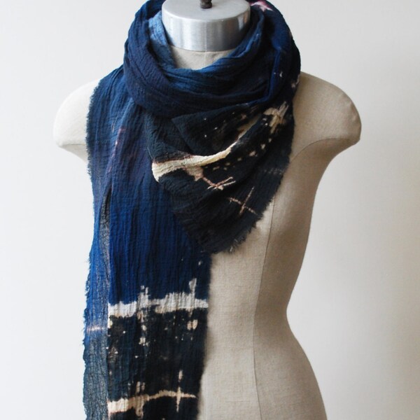 Indigo transitional scarf, urban fashion scarves, black and blue, infinity scarf