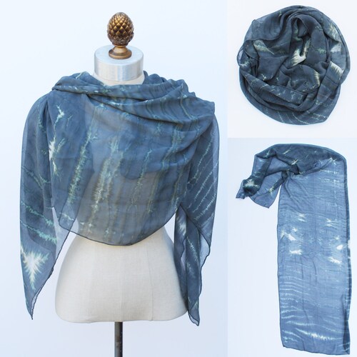 Grey stripe ink shops blot scarf, silk chiffon oversized scarves