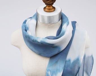 rosarch pattern pattern gray blue white silk chiffon scarf by 88editions