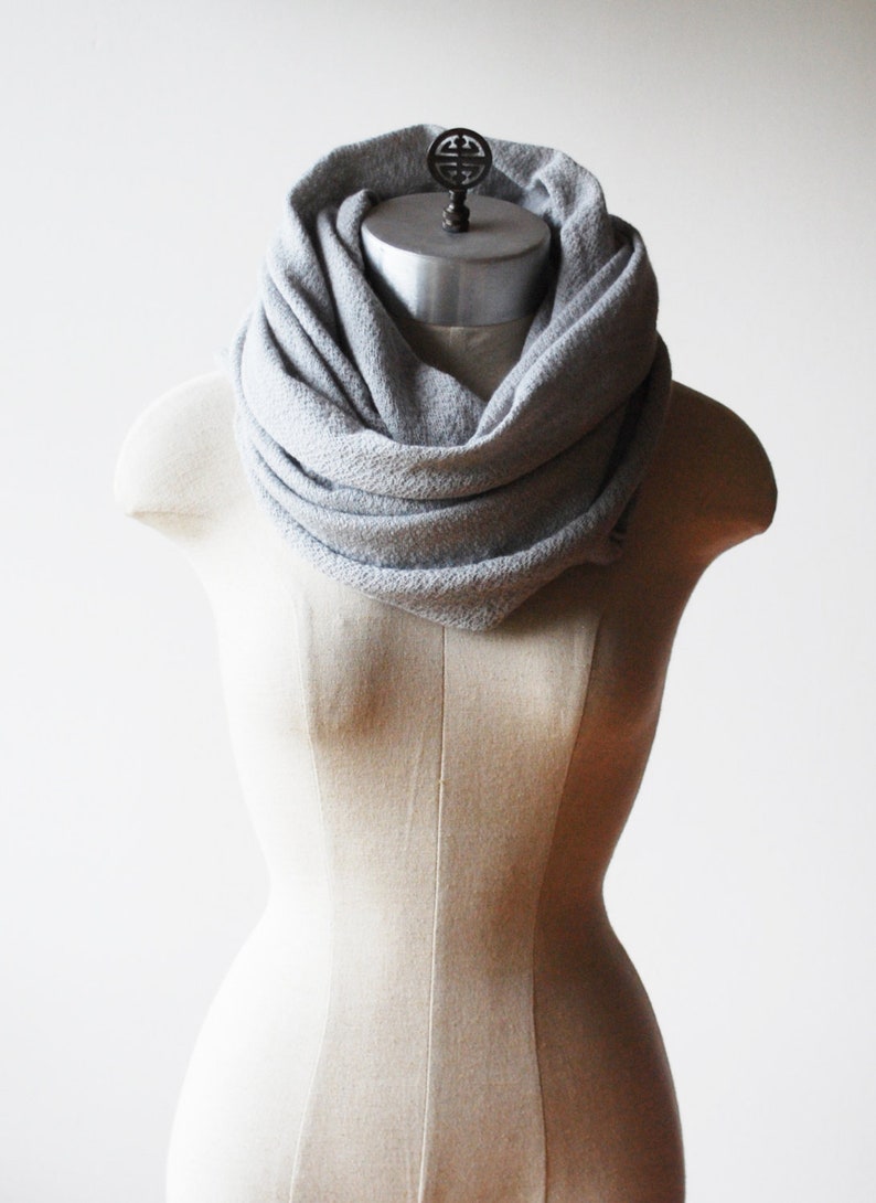 Infinity scarf, circle scarf, hoodie cowl, cozy cowl, hand dyed natural wool crepe image 1