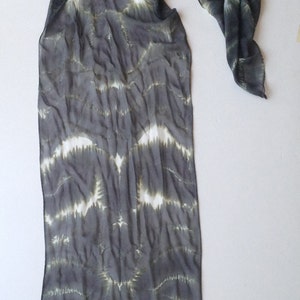 silk chiffon scarf, hand painted wrap, charcoal scarf, animal print image 5