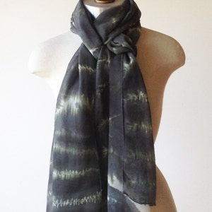 silk chiffon scarf, hand painted wrap, charcoal scarf, animal print image 4