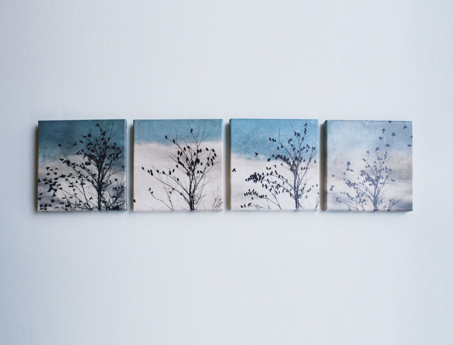 Set of 4 canvas art ready to hang art bird art | Etsy