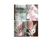 blank note card set of 4, original botanical monoprints