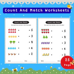 Printable Count and Match Worksheets: Preschool & 1st-3rd Grade (PDF Download)