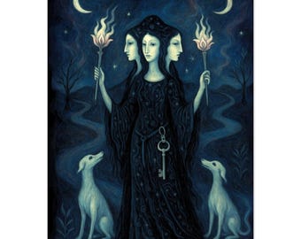 Hekate Kunstdruck: Griechische Göttin der Hexerei - Dark Feminine Mythologie