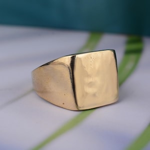 Square signet ring, Brass Ring, Handmade ring, dainty ring, Baho ring, Statement Ring, Minimalist Ring, Plan signet ring, gift for her