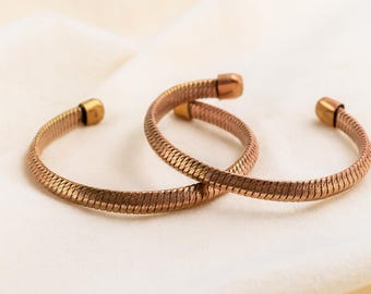 Brutalist Copper Cuff Bracelet Cosmic Design Artisan Signed  Brutalist copper cuff bracelet, Cosmic design main image 0