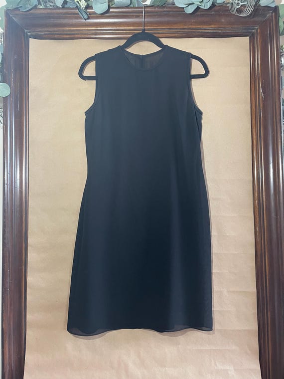Ann Taylor short Black dress size 6 sleeveless sheer Black over spaghetti strap