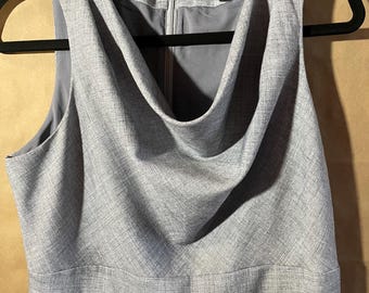 banana republic grey sheath dress Size 8 Sleeveless Vintage Sleeveless Cowl Neck Zipper Back Soft Lining boho festival clothing