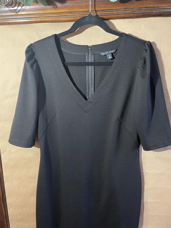 Dress Size 10 Black Banana Republic Short V Neck Half Sleeve Front Slit  Zipper Back Soft Lining Vintage - Etsy