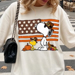 Retro Snoopy Thanksgiving PNG, Patriotic Fall Flag PNG, Vintage Peanuts Thanksgiving Design, Rustic Autumn Sublimation, Digital Download