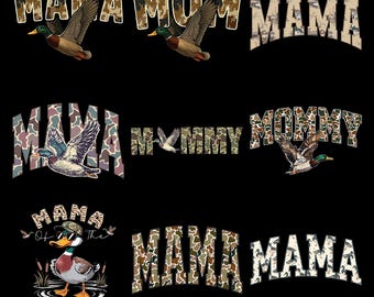 Hunting Mom PNG Bundle, Mallard Duck Camo Mama Mommy Designs, Waterfowl Hunting Women Country Lifestyle Digital Download Sublimation