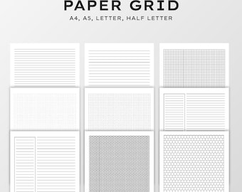 Plantilla de cuadrícula de notas imprimible / Plantilla minimalista para estudio, diario y agenda