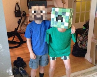 Minecraft Tutorial Steve Creeper Head DIY Costume Cosplay Custom Mob MC Full Instructions PDF Download