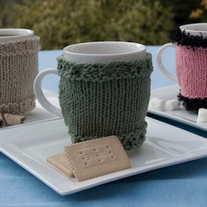 Coffee, Tea and Me Mug Cozies Cup Sleeve Warmers Cover Knitting PDF Pattern